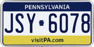 PA license plate JSY6078