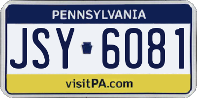 PA license plate JSY6081