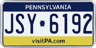 PA license plate JSY6192