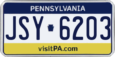 PA license plate JSY6203
