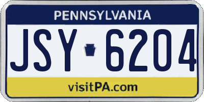 PA license plate JSY6204