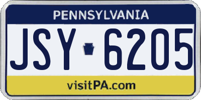 PA license plate JSY6205