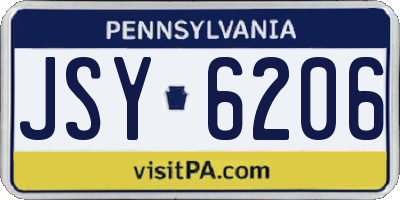 PA license plate JSY6206