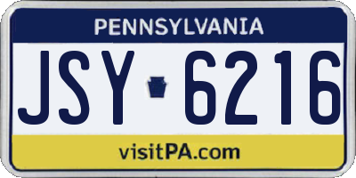 PA license plate JSY6216