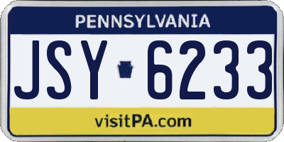 PA license plate JSY6233