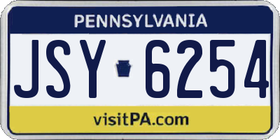 PA license plate JSY6254