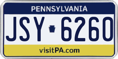 PA license plate JSY6260