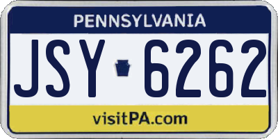 PA license plate JSY6262