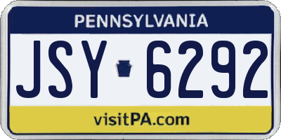PA license plate JSY6292