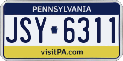 PA license plate JSY6311