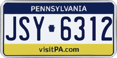 PA license plate JSY6312