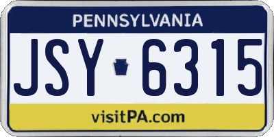 PA license plate JSY6315