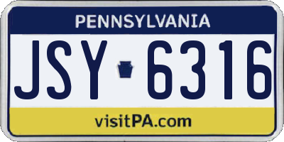 PA license plate JSY6316