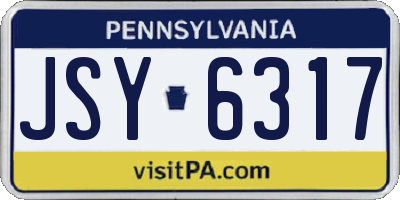 PA license plate JSY6317
