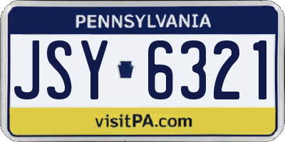 PA license plate JSY6321