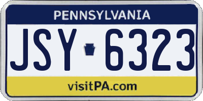 PA license plate JSY6323