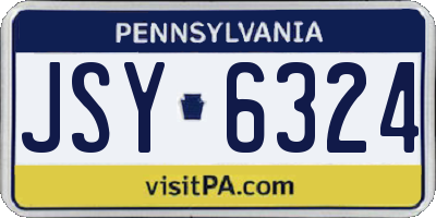 PA license plate JSY6324