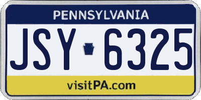 PA license plate JSY6325