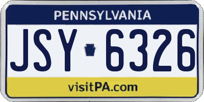 PA license plate JSY6326