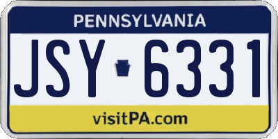 PA license plate JSY6331