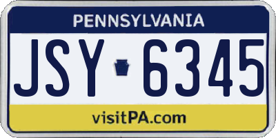 PA license plate JSY6345