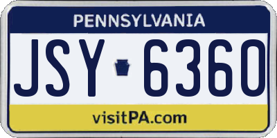 PA license plate JSY6360