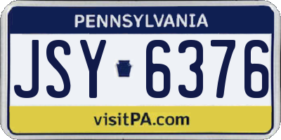 PA license plate JSY6376