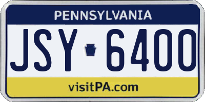 PA license plate JSY6400