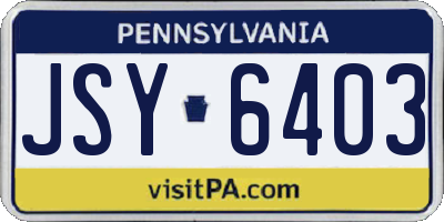 PA license plate JSY6403