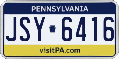 PA license plate JSY6416