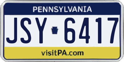 PA license plate JSY6417