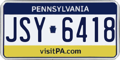 PA license plate JSY6418