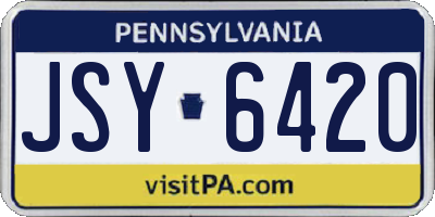 PA license plate JSY6420