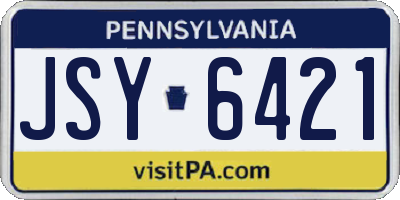 PA license plate JSY6421