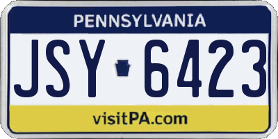 PA license plate JSY6423