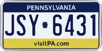 PA license plate JSY6431