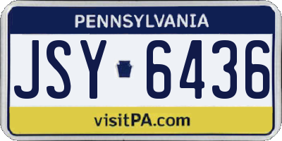 PA license plate JSY6436