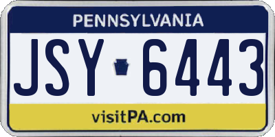 PA license plate JSY6443