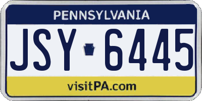 PA license plate JSY6445