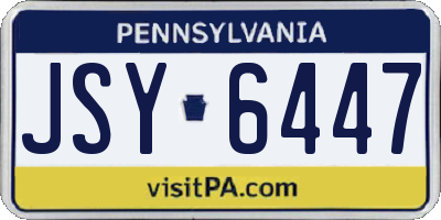 PA license plate JSY6447