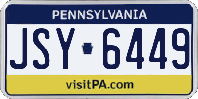 PA license plate JSY6449