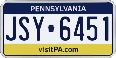 PA license plate JSY6451