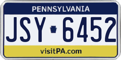 PA license plate JSY6452