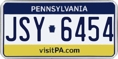 PA license plate JSY6454