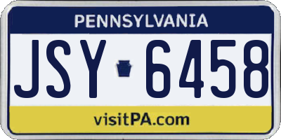 PA license plate JSY6458