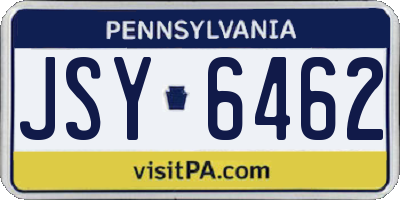 PA license plate JSY6462