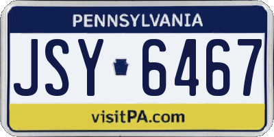 PA license plate JSY6467