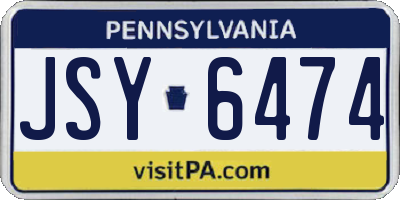 PA license plate JSY6474