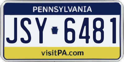 PA license plate JSY6481