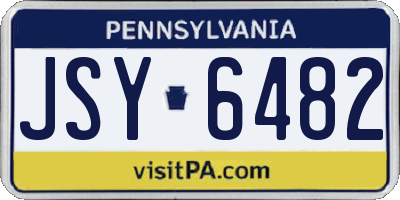 PA license plate JSY6482